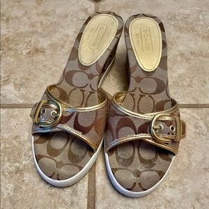 Coach Signature Logo Wedge Brown Size 7
